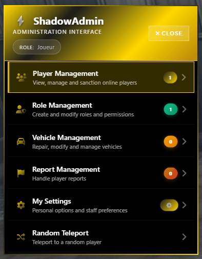 ShadowAdmin - Complete Admin Menu | ESX/QBCore | Discord Logs | Role System