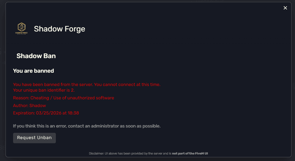 ShadowBan - Advanced Ban System | Native Launcher Popup | Unban Requests | MySQL